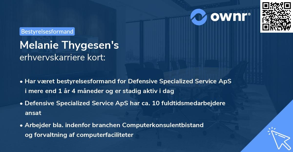 Melanie Thygesen's erhvervskarriere kort