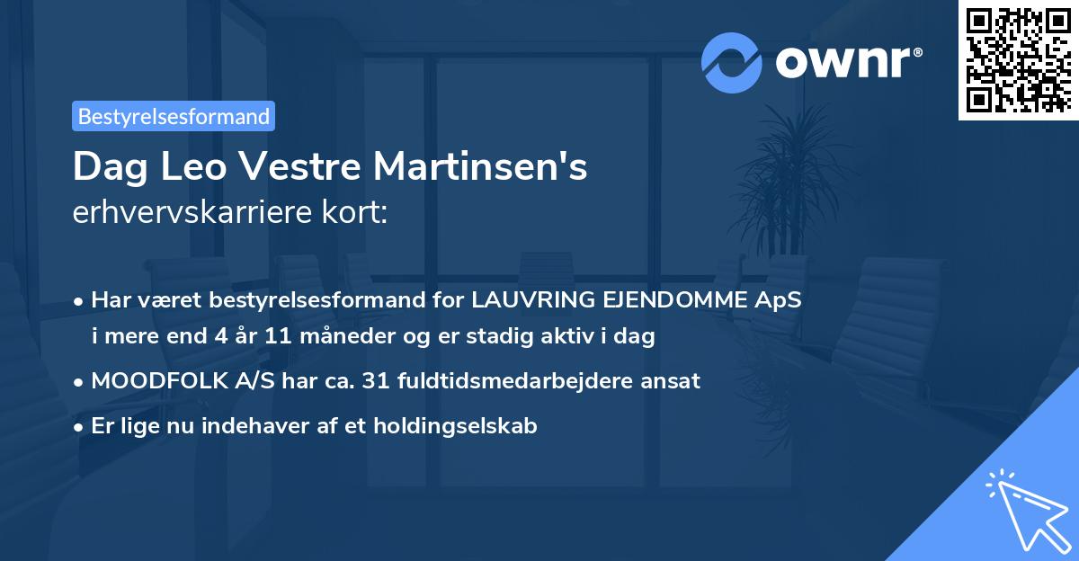 Dag Leo Vestre Martinsen's erhvervskarriere kort