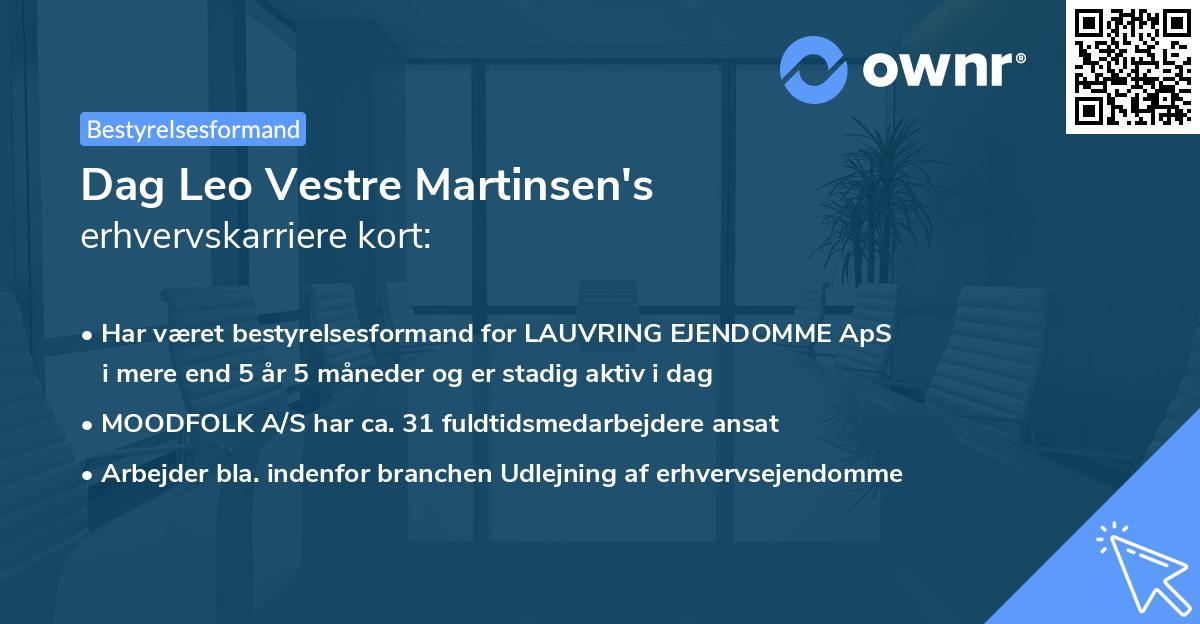 Dag Leo Vestre Martinsen's erhvervskarriere kort