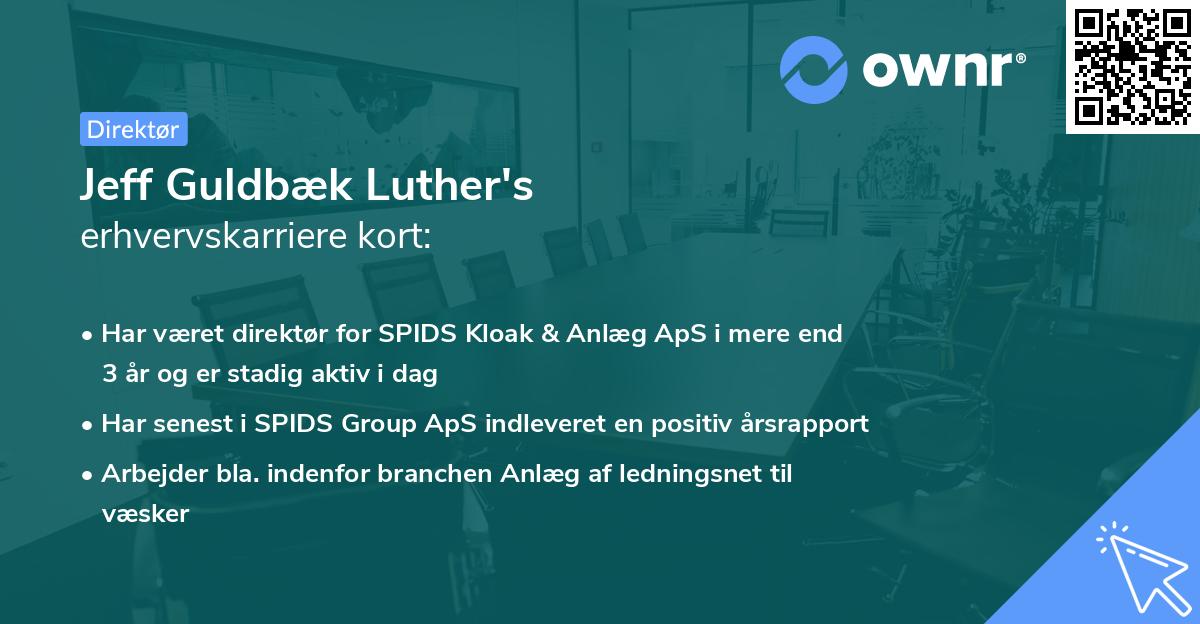 Jeff Guldbæk Luther's erhvervskarriere kort