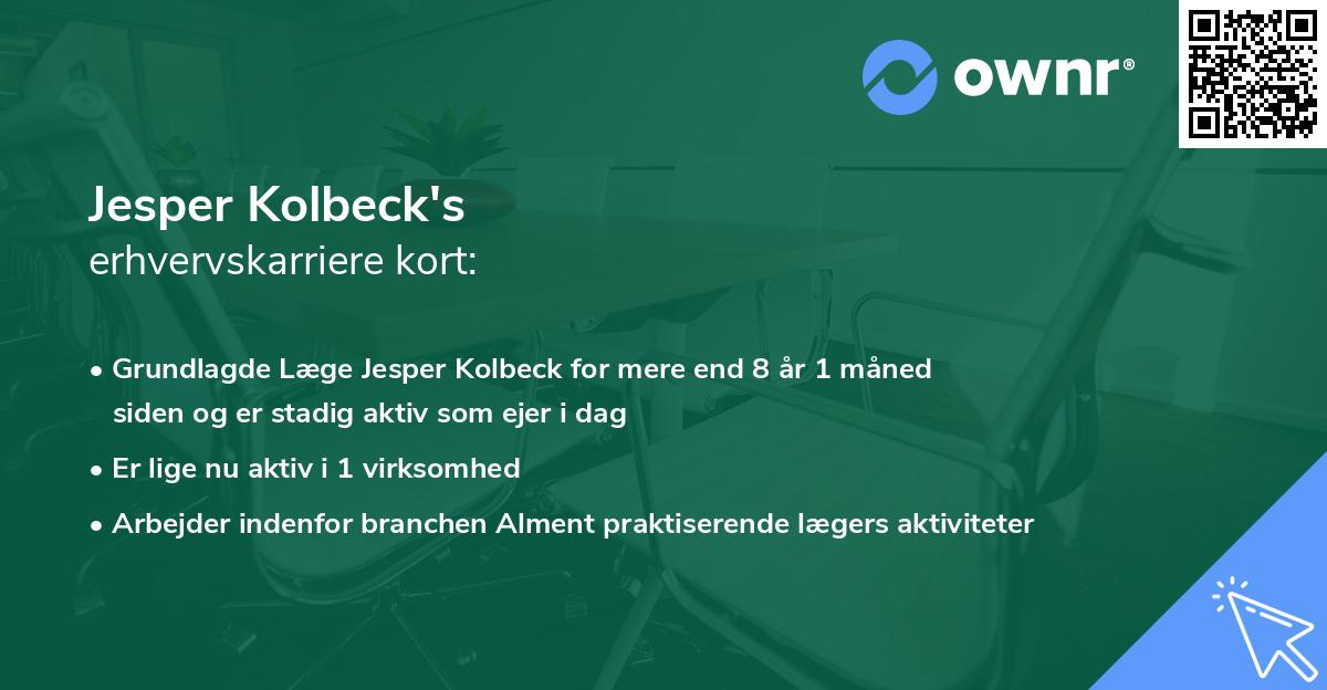 Jesper Kolbeck's erhvervskarriere kort
