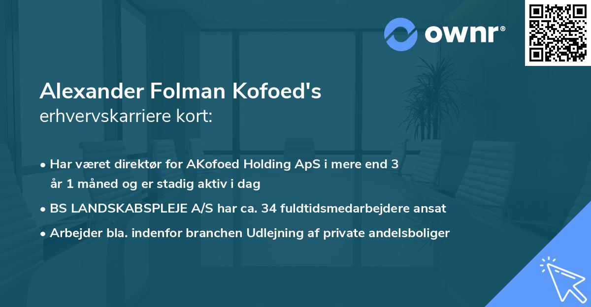 Alexander Folman Kofoed's erhvervskarriere kort