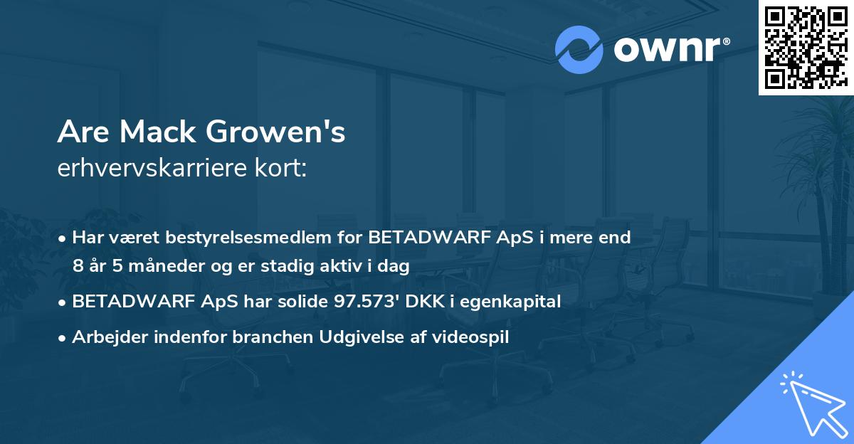 Are Mack Growen's erhvervskarriere kort