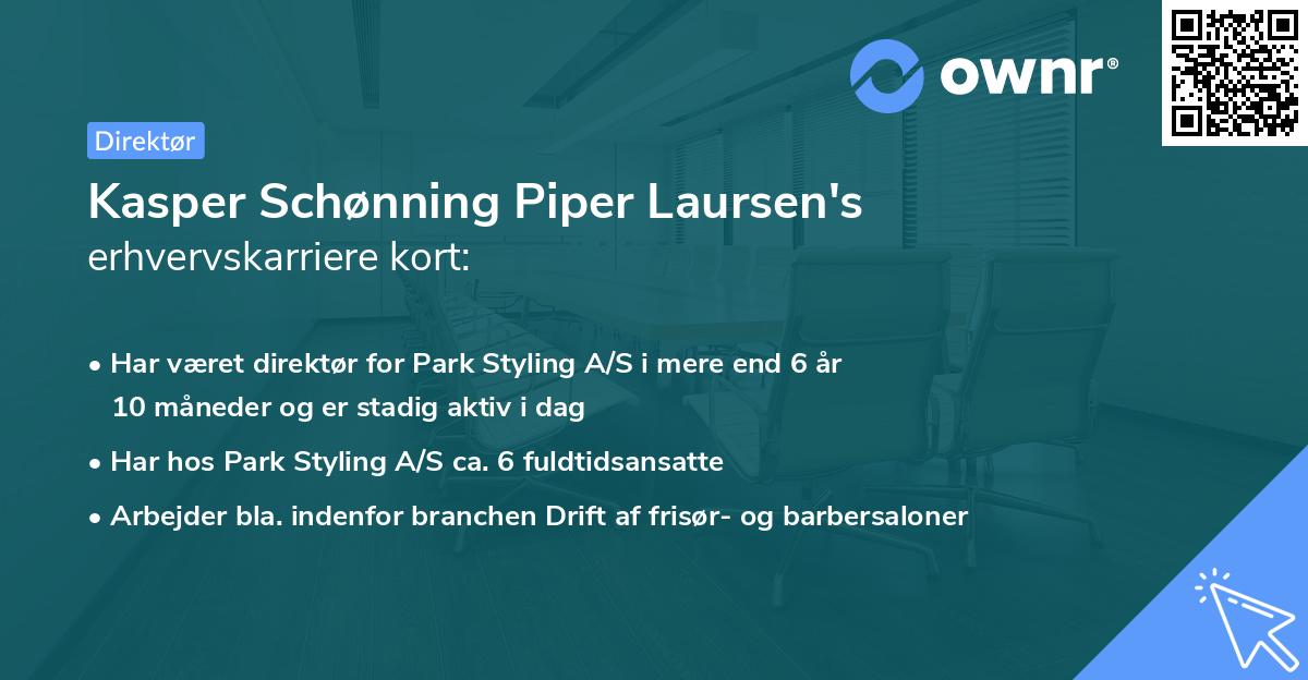 Kasper Schønning Piper Laursen's erhvervskarriere kort