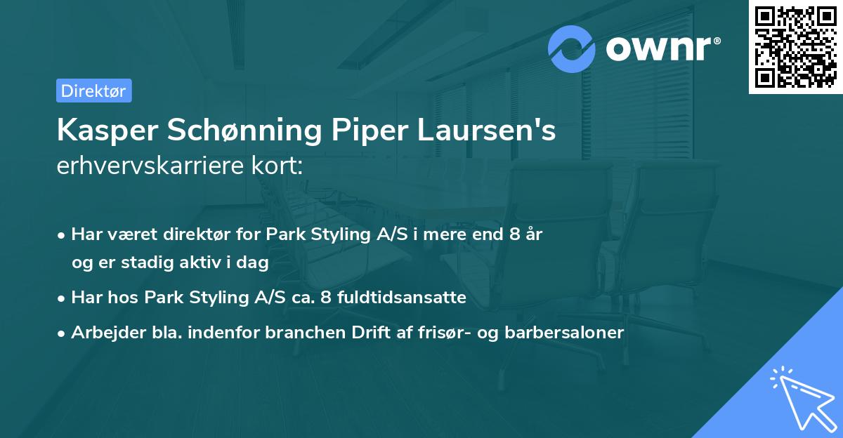 Kasper Schønning Piper Laursen's erhvervskarriere kort