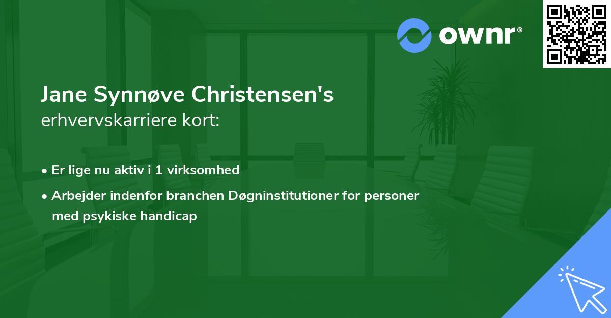 Jane Synnøve Christensen's erhvervskarriere kort