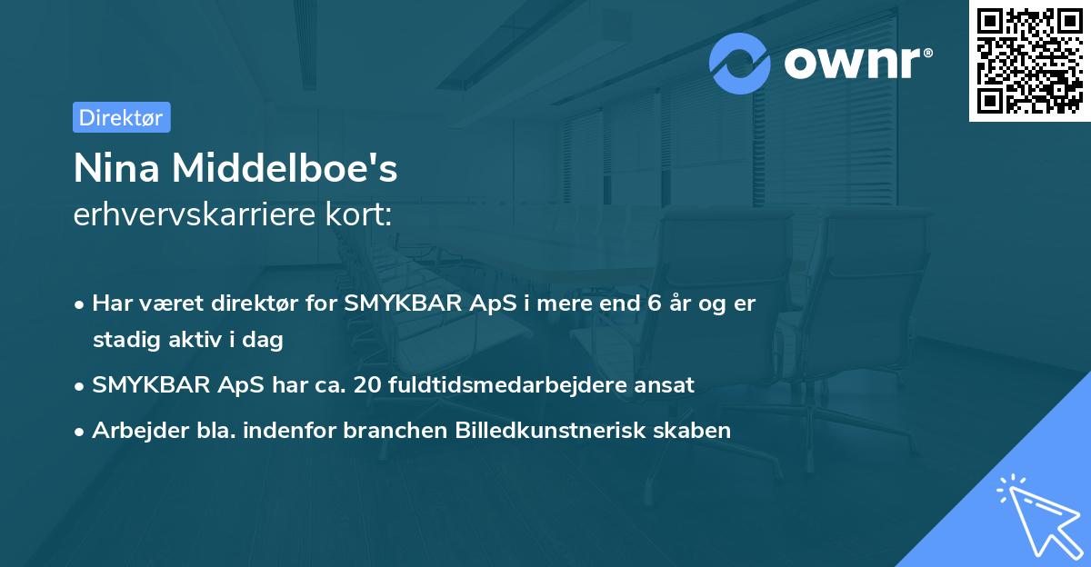 Nina Middelboe's erhvervskarriere kort