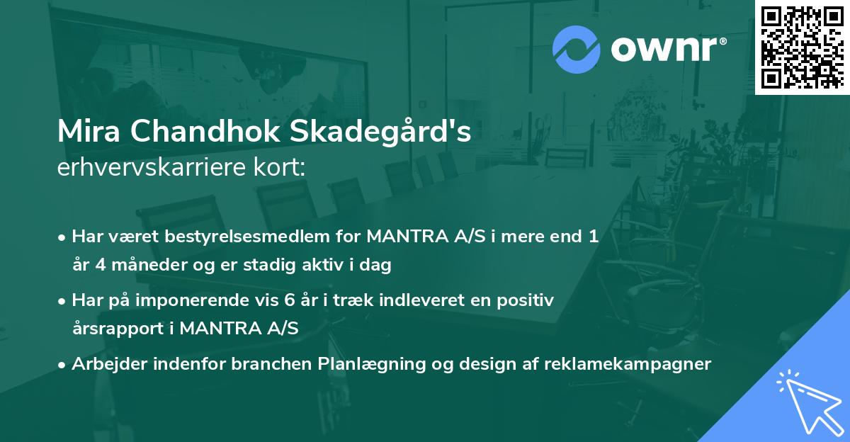 Mira Chandhok Skadegård's erhvervskarriere kort