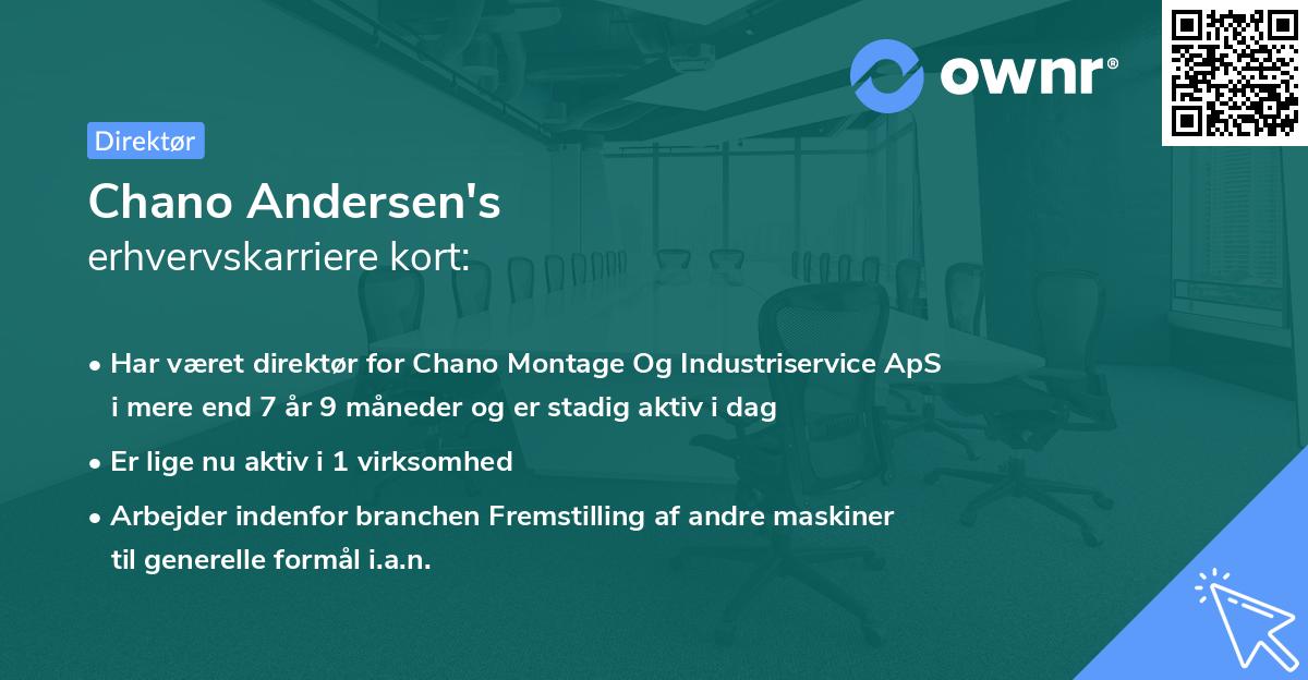 Chano Andersen's erhvervskarriere kort
