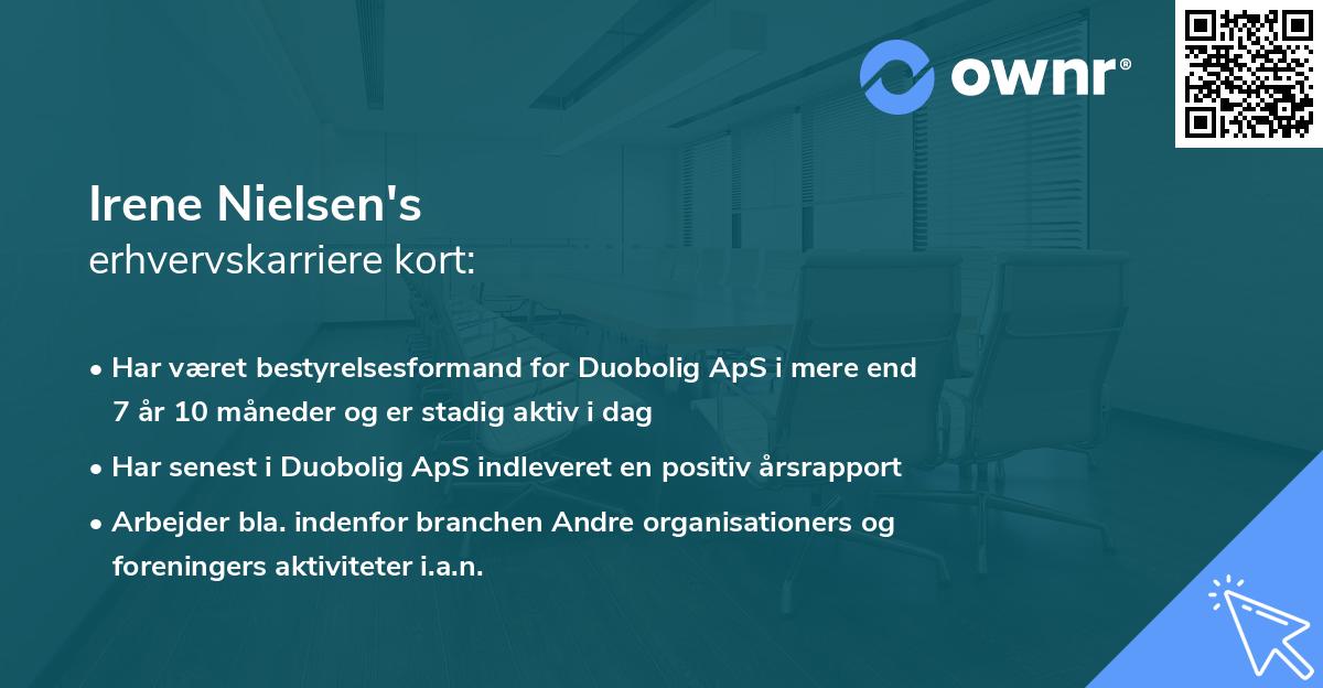 Irene Nielsen's erhvervskarriere kort