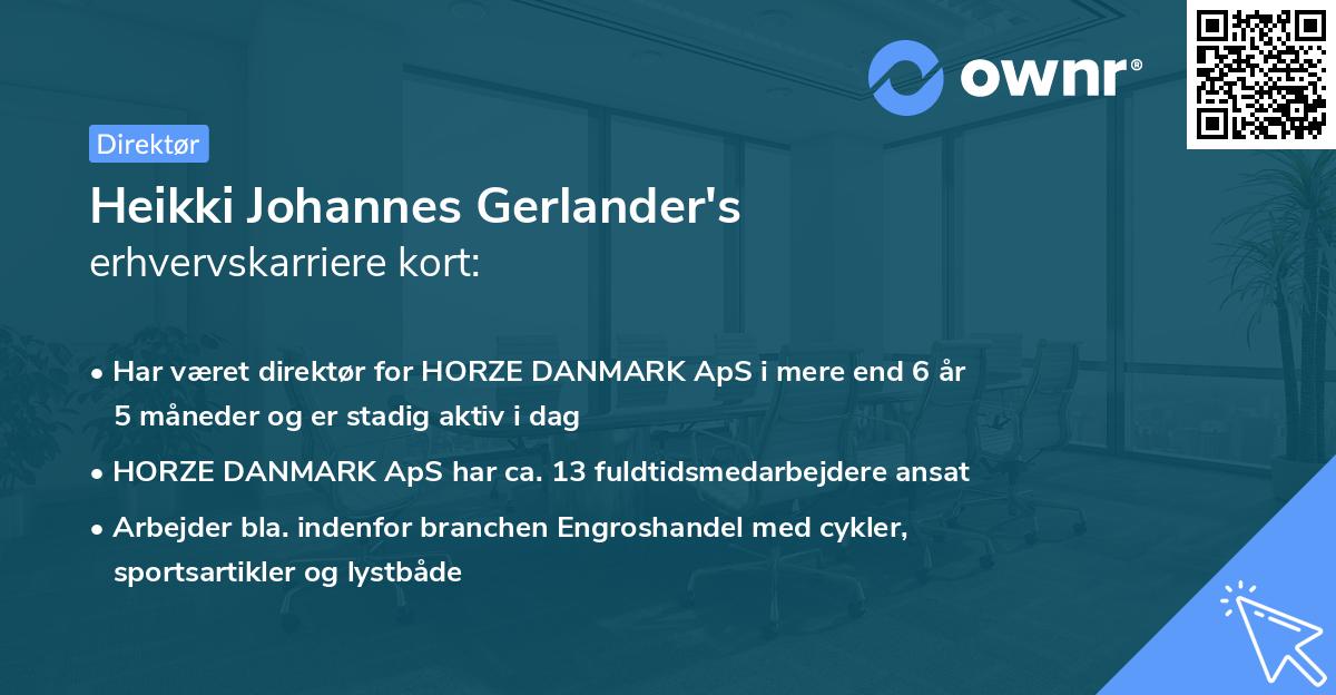 Heikki Johannes Gerlander's erhvervskarriere kort