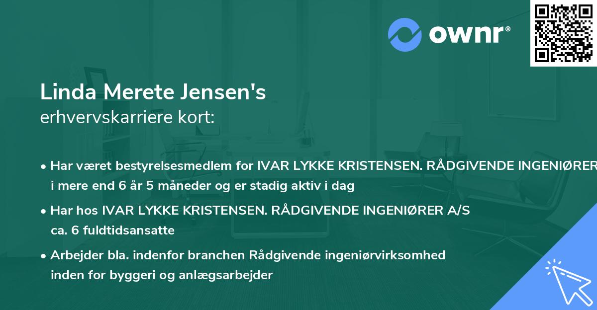 Linda Merete Jensen's erhvervskarriere kort