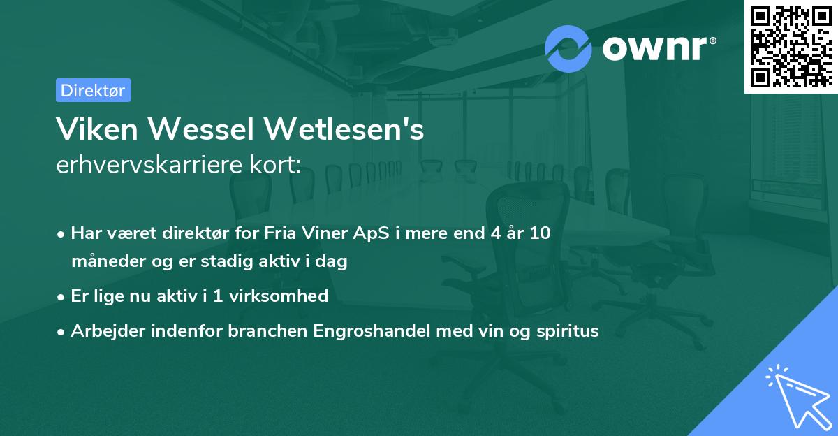 Viken Wessel Wetlesen's erhvervskarriere kort