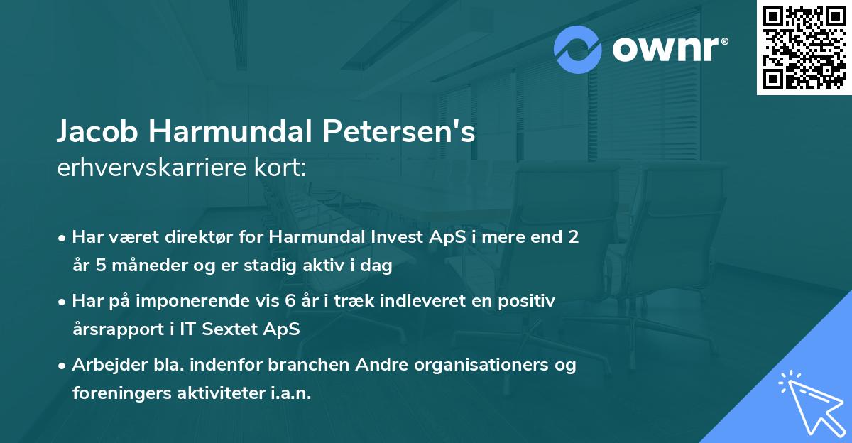 Jacob Harmundal Petersen's erhvervskarriere kort