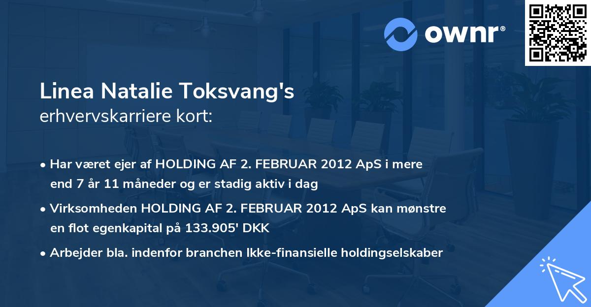 Linea Natalie Toksvang's erhvervskarriere kort