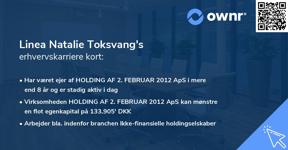 Linea Natalie Toksvang's erhvervskarriere kort