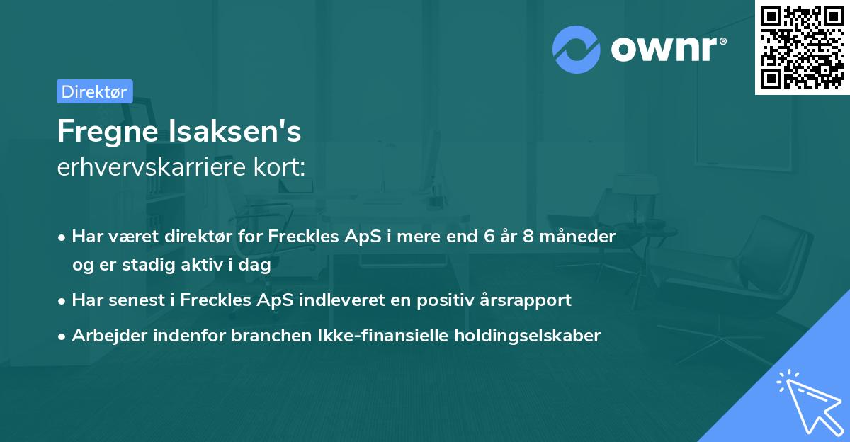 Fregne Isaksen's erhvervskarriere kort