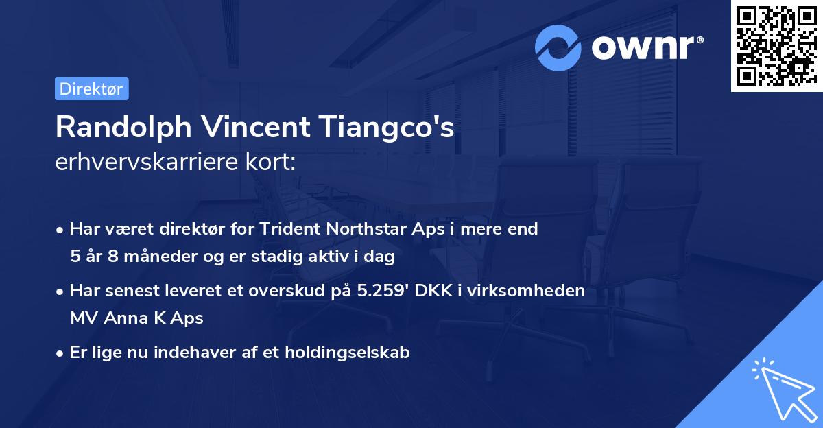 Randolph Vincent Tiangco's erhvervskarriere kort