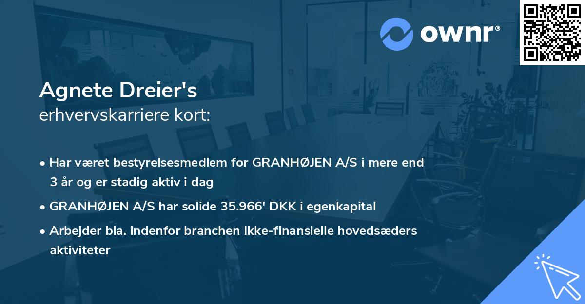 Agnete Dreier's erhvervskarriere kort