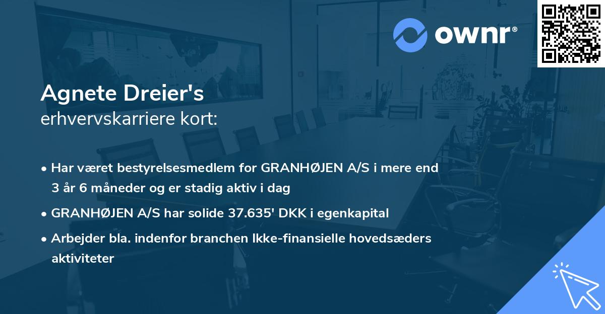 Agnete Dreier's erhvervskarriere kort