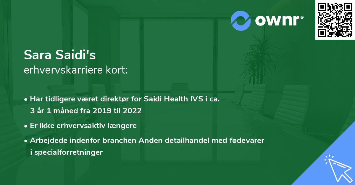 Sara Saidi's erhvervskarriere kort