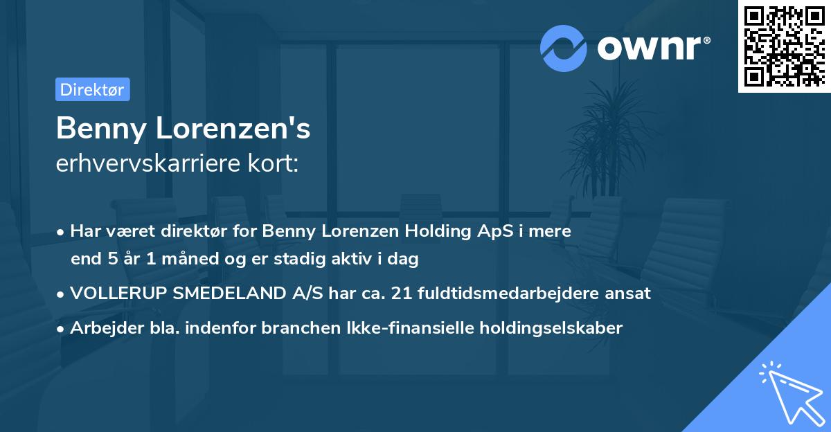 Benny Lorenzen's erhvervskarriere kort