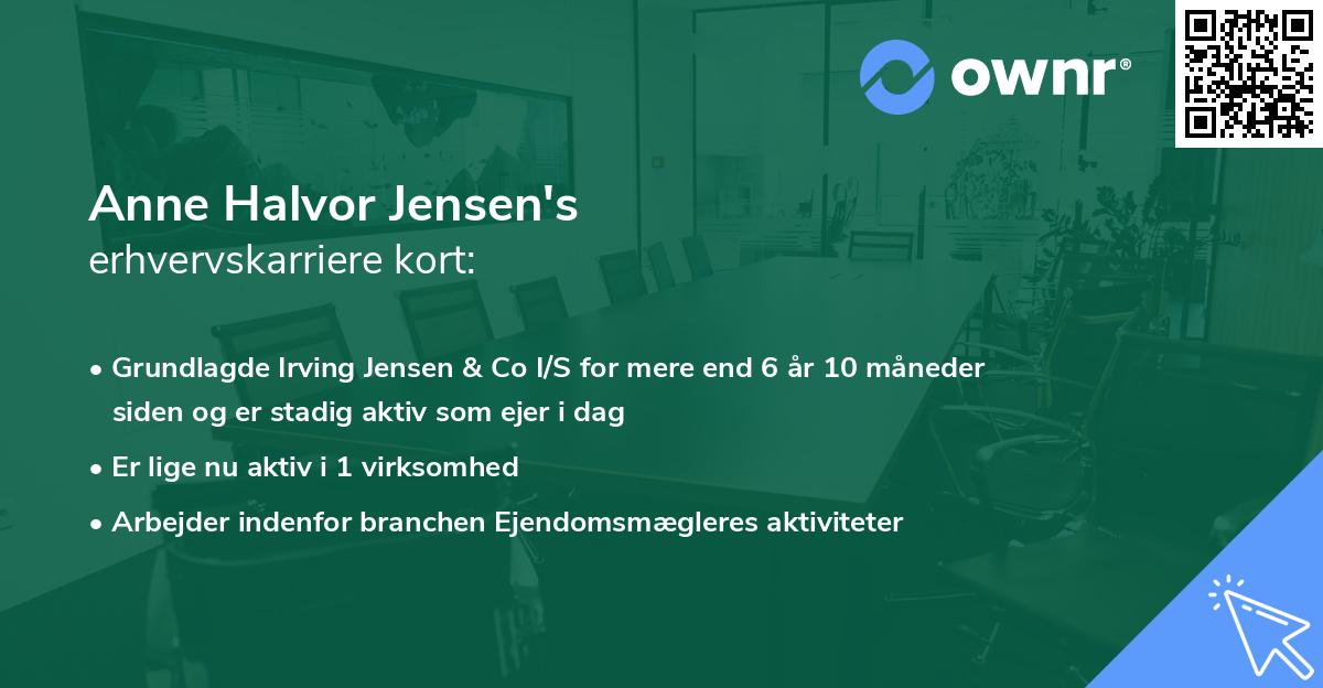 Anne Halvor Jensen's erhvervskarriere kort