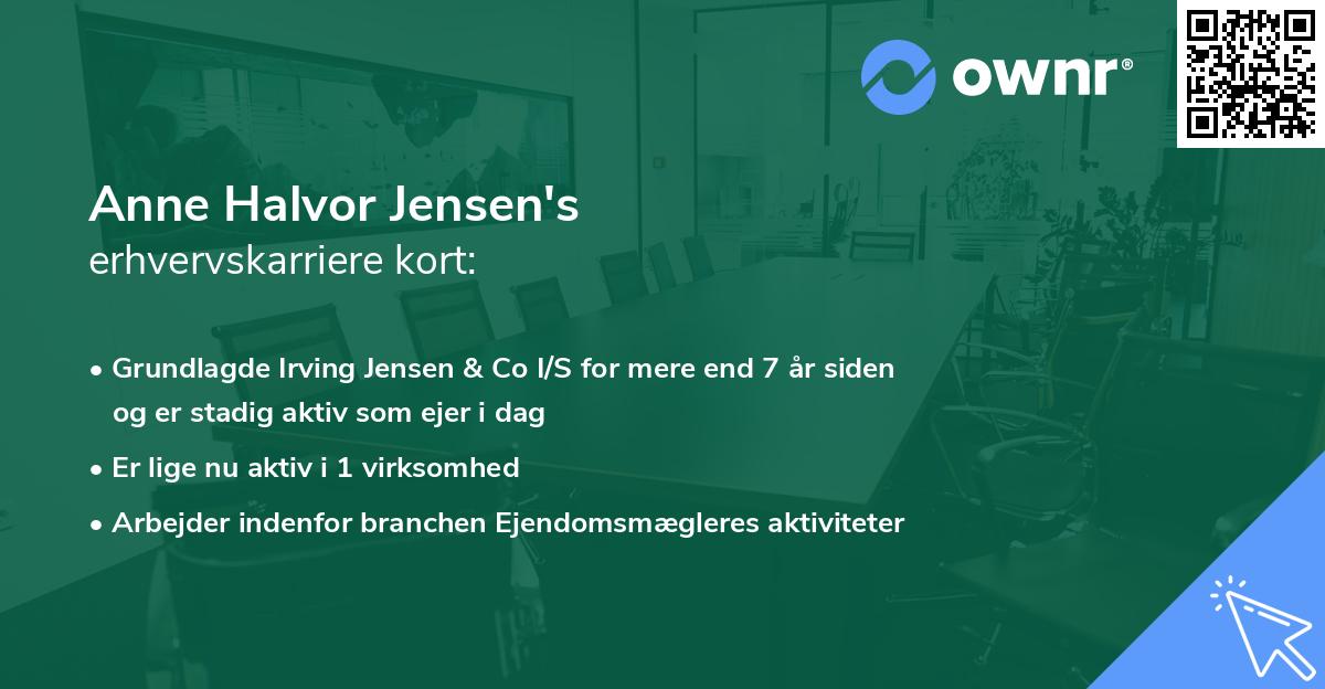Anne Halvor Jensen's erhvervskarriere kort