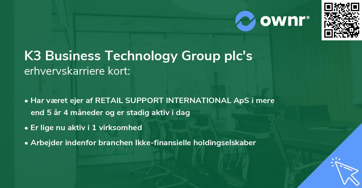 K3 Business Technology Group plc's erhvervskarriere kort