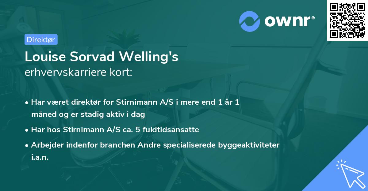 Louise Sorvad Welling's erhvervskarriere kort