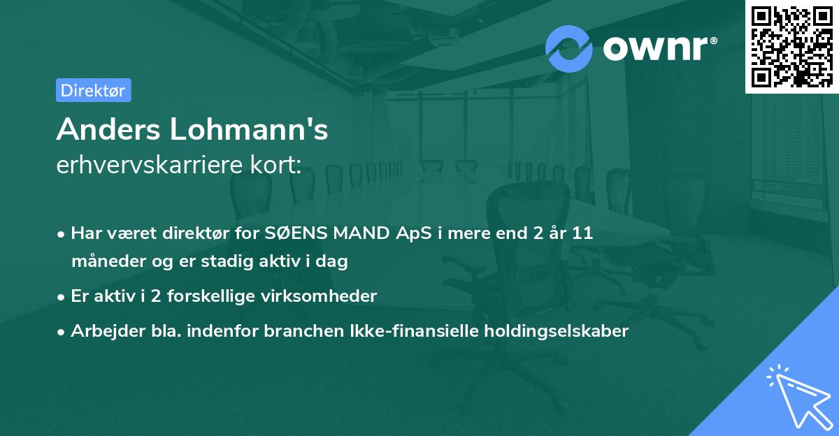 Anders Lohmann's erhvervskarriere kort