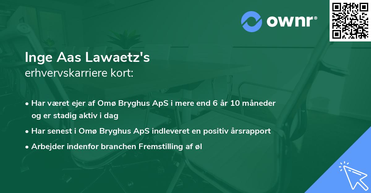 Inge Aas Lawaetz's erhvervskarriere kort
