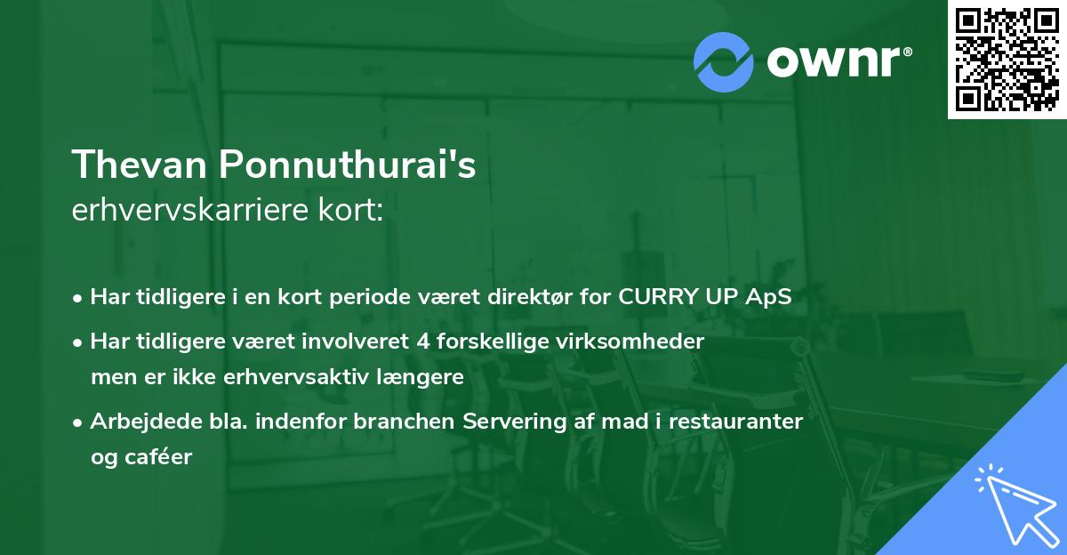 Thevan Ponnuthurai's erhvervskarriere kort