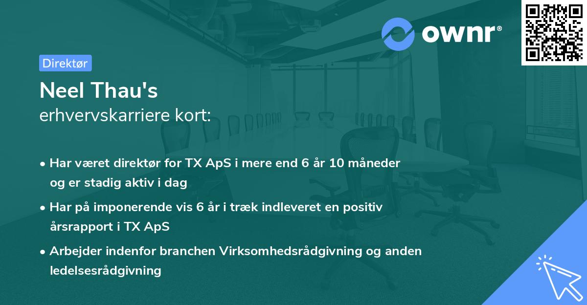 Neel Thau's erhvervskarriere kort