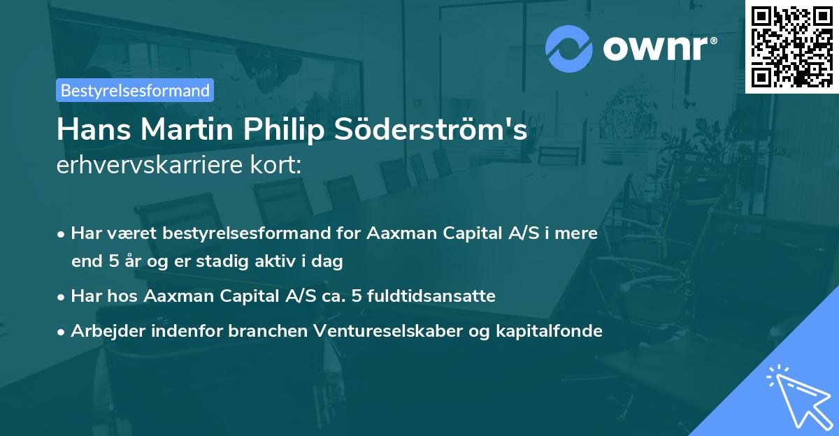 Hans Martin Philip Söderström's erhvervskarriere kort