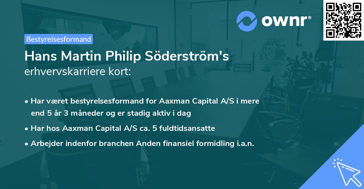 Hans Martin Philip Söderström's erhvervskarriere kort