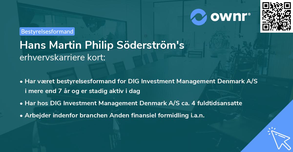 Hans Martin Philip Söderström's erhvervskarriere kort