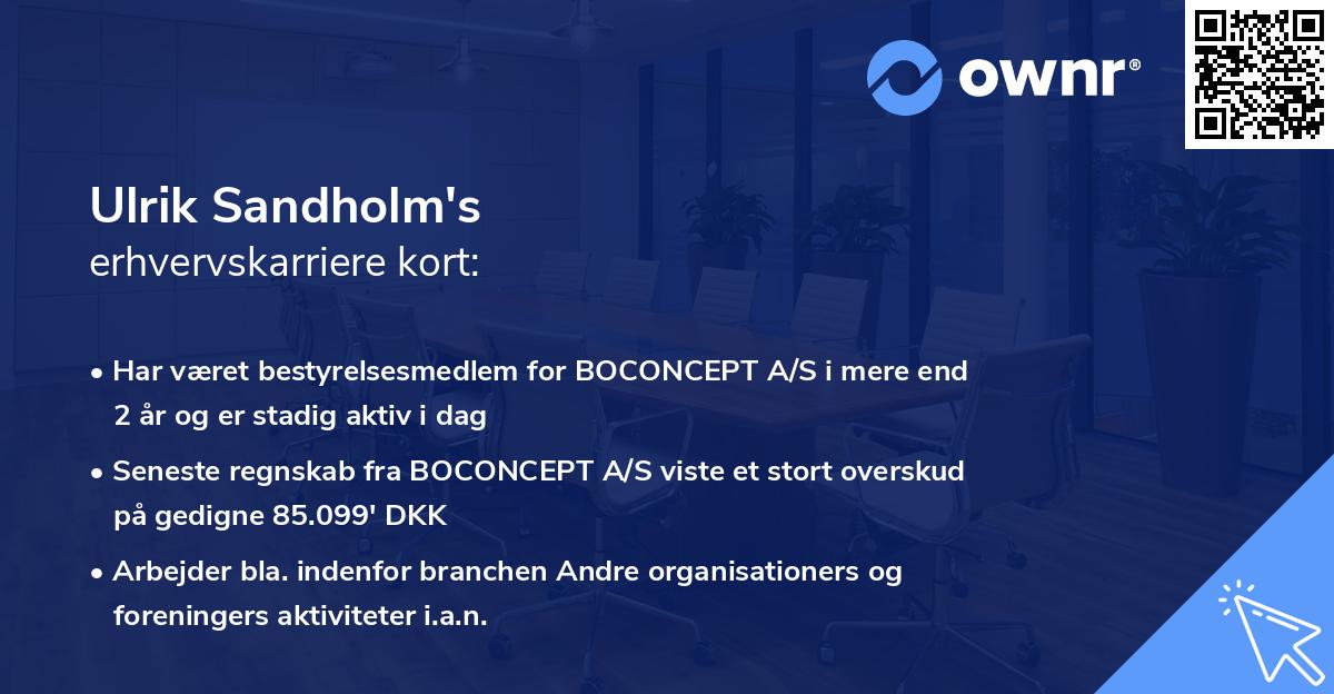 Ulrik Sandholm's erhvervskarriere kort
