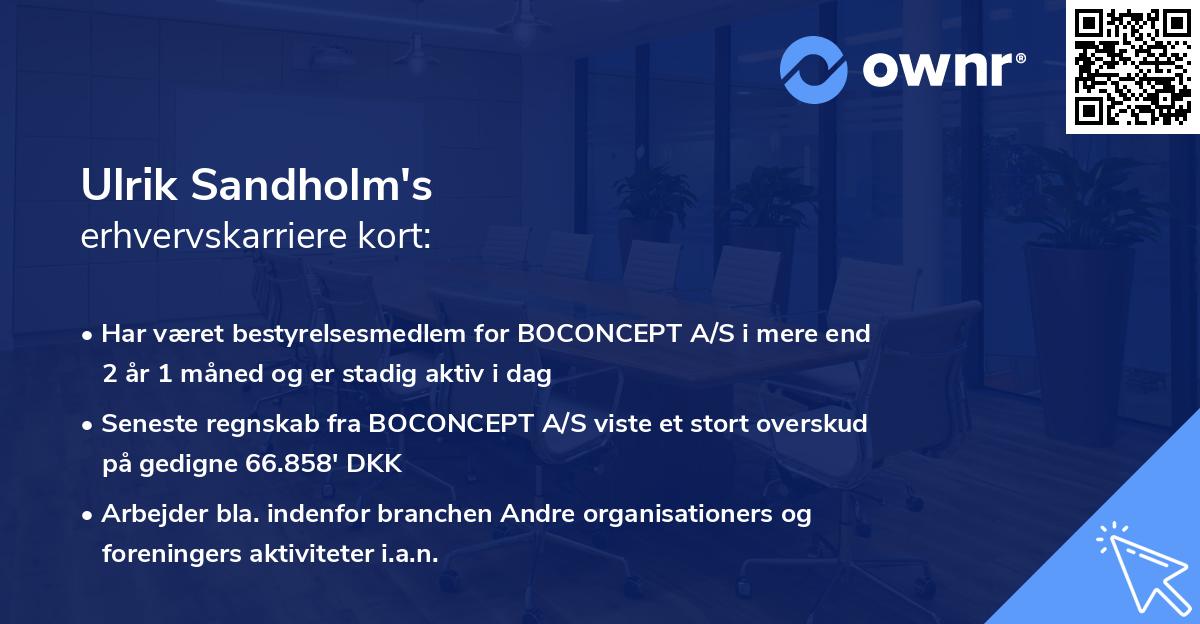 Ulrik Sandholm's erhvervskarriere kort