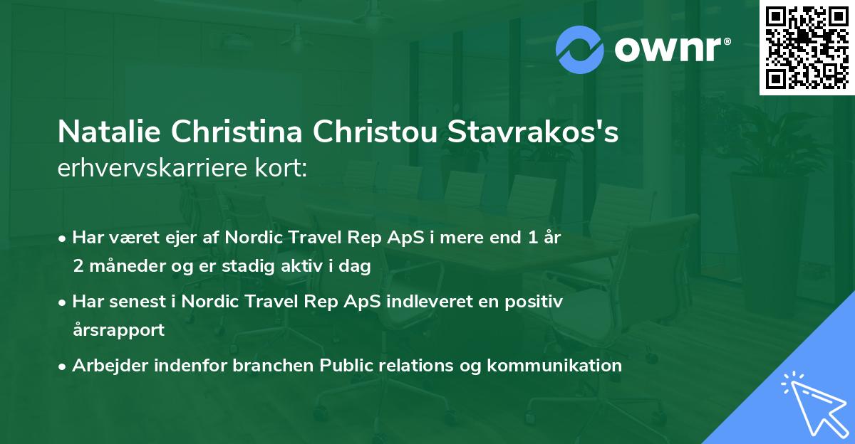 Natalie Christina Christou Stavrakos's erhvervskarriere kort