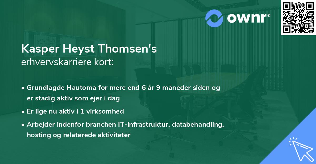 Kasper Heyst Thomsen's erhvervskarriere kort