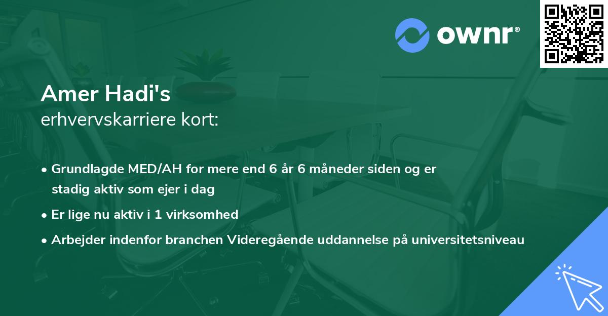 Amer Hadi's erhvervskarriere kort