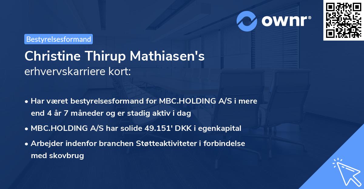 Christine Thirup Mathiasen's erhvervskarriere kort