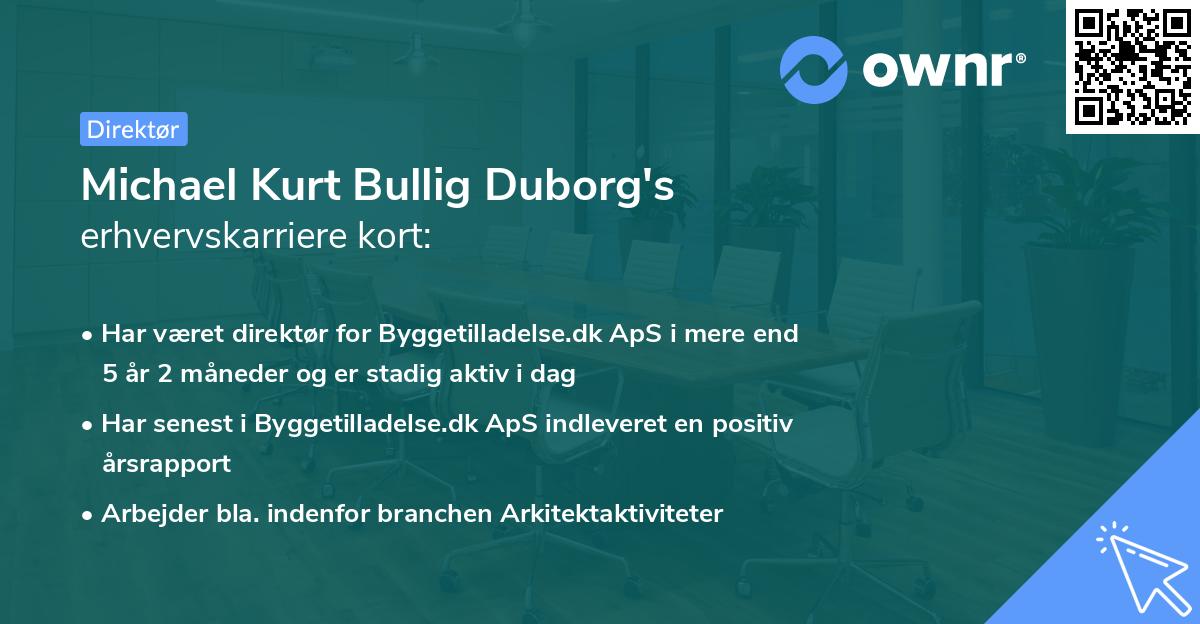 Michael Kurt Bullig Duborg's erhvervskarriere kort