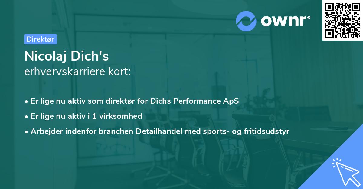 Nicolaj Dich's erhvervskarriere kort