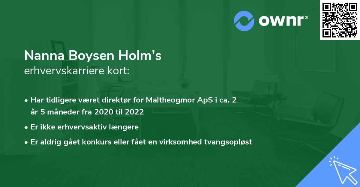 Nanna Boysen Holm's erhvervskarriere kort