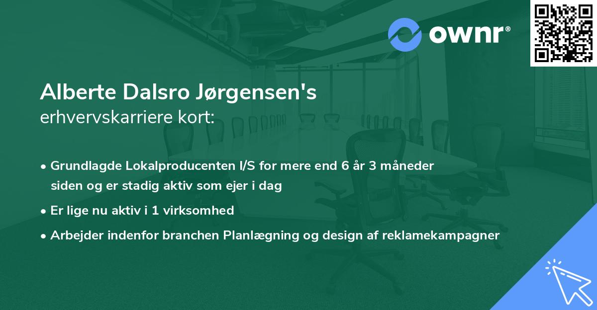Alberte Dalsro Jørgensen's erhvervskarriere kort