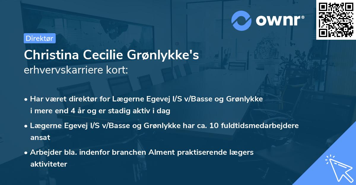 Christina Cecilie Grønlykke's erhvervskarriere kort