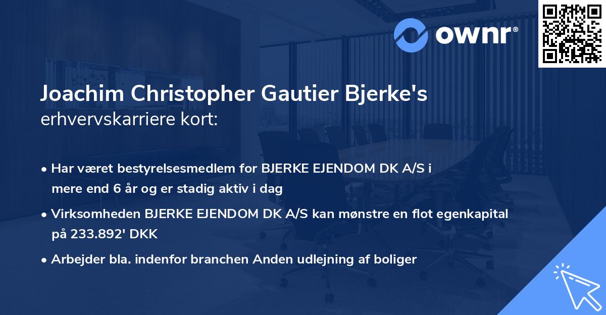 Joachim Christopher Gautier Bjerke's erhvervskarriere kort