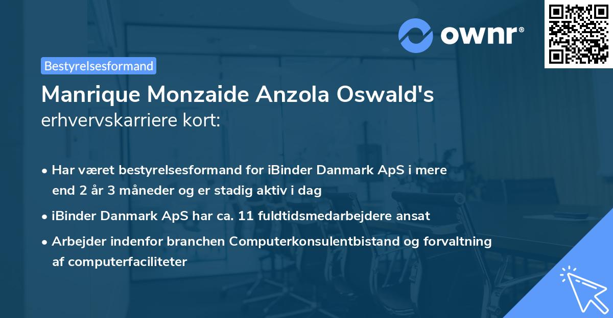 Manrique Monzaide Anzola Oswald's erhvervskarriere kort